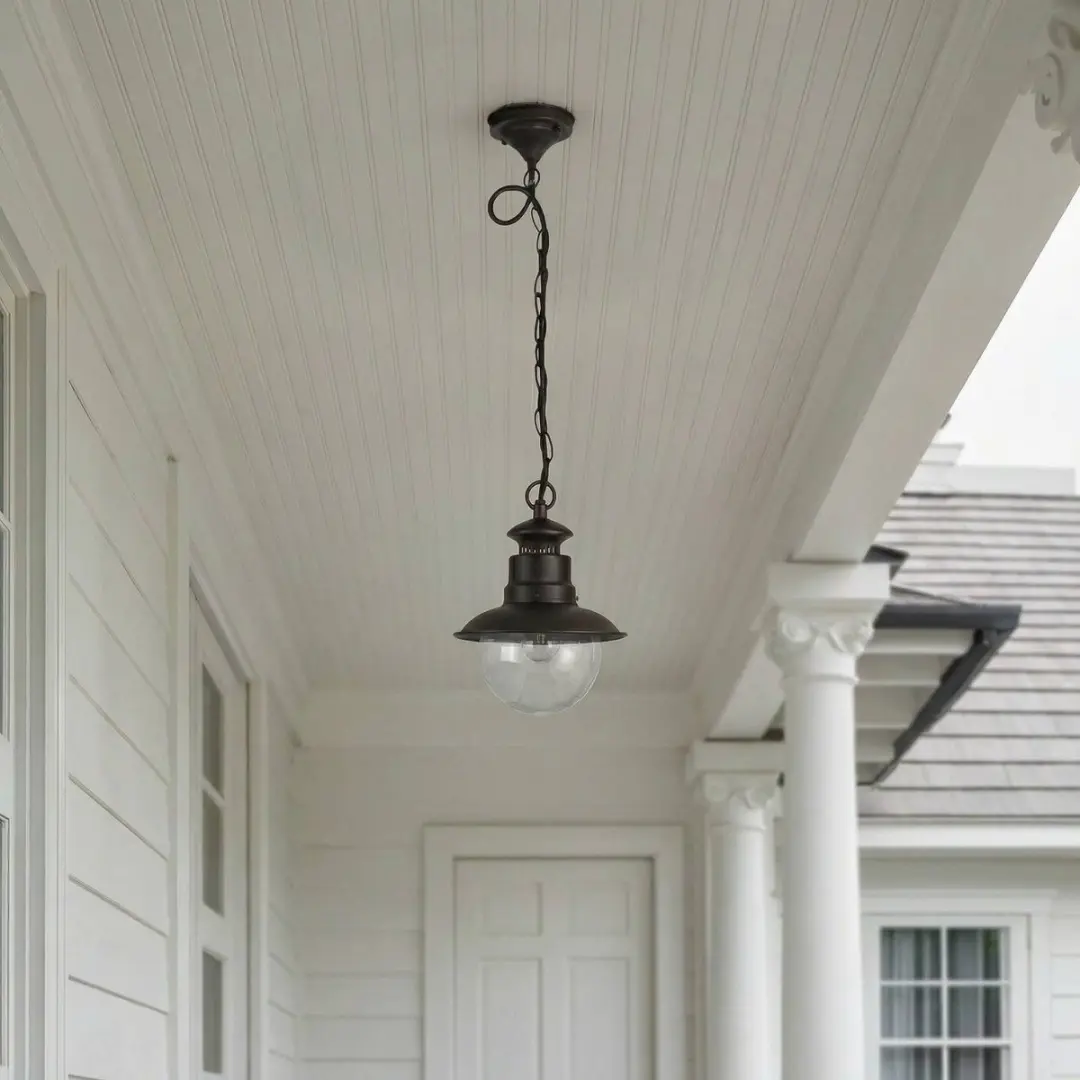 Lindby Hanglamp Buiten Eddie+ E27 - Roestbruin - Glas