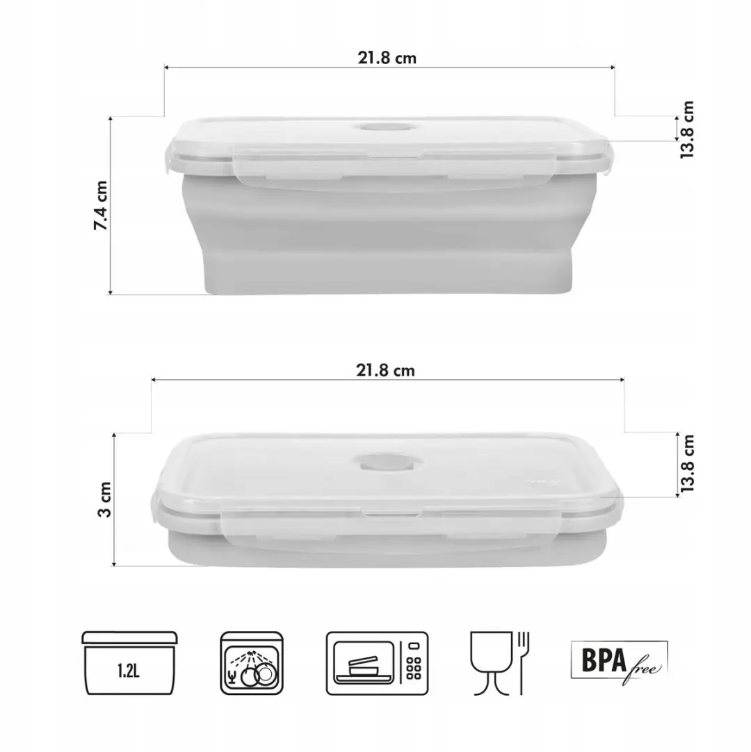Nils NC4105 Opvouwbare Lunchbox 1200ml - Grijs