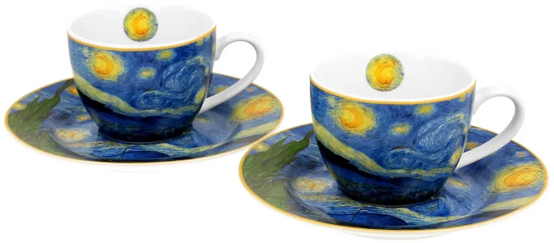Van Gogh Sterrennacht Espressokopjes Set - 2x 90ml - Veelkleurig