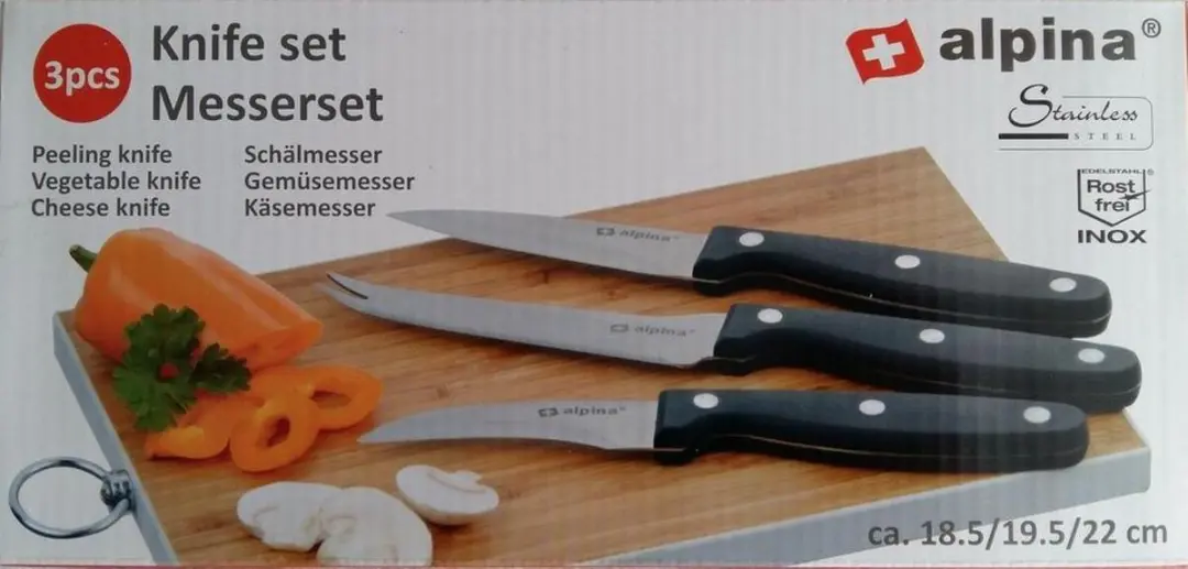 Alpina Luxe Messenset RVS 3-delig - 3 Stuks - Zwart