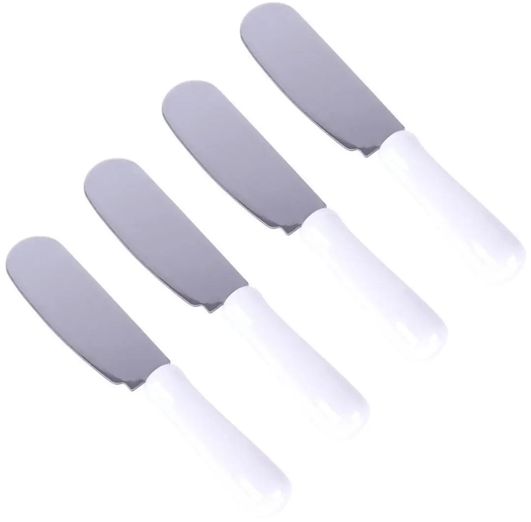 Alpina Stalen Botermes 10cm - Set van 4 - RVS - Wit