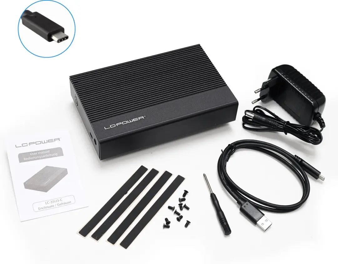 LC Power LC-35U3-C Externe HDD Behuizing 3.5" - 10 Gb/s - 20TB - Zwart