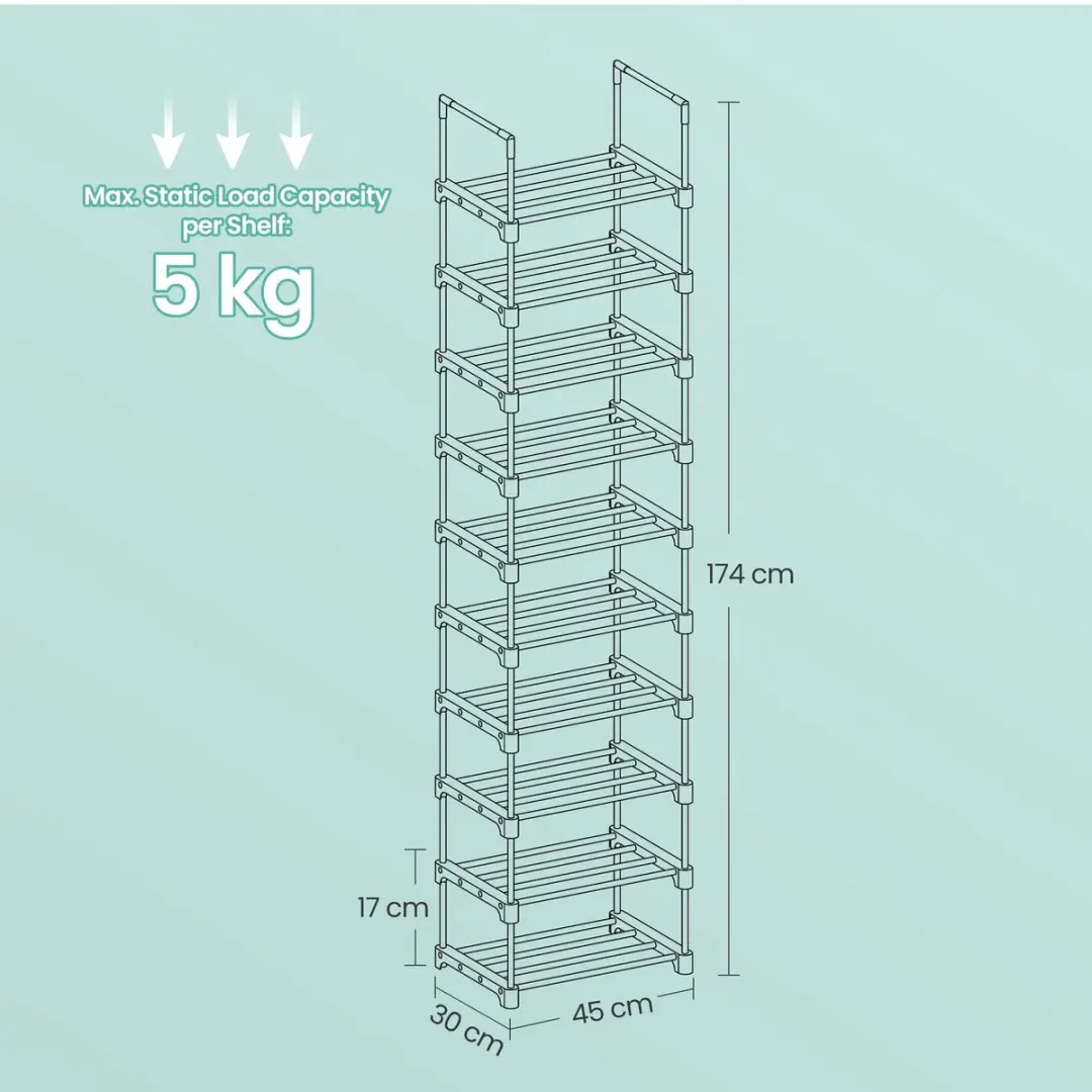 Songmics Schoenenrek 10 Planken - Zwart