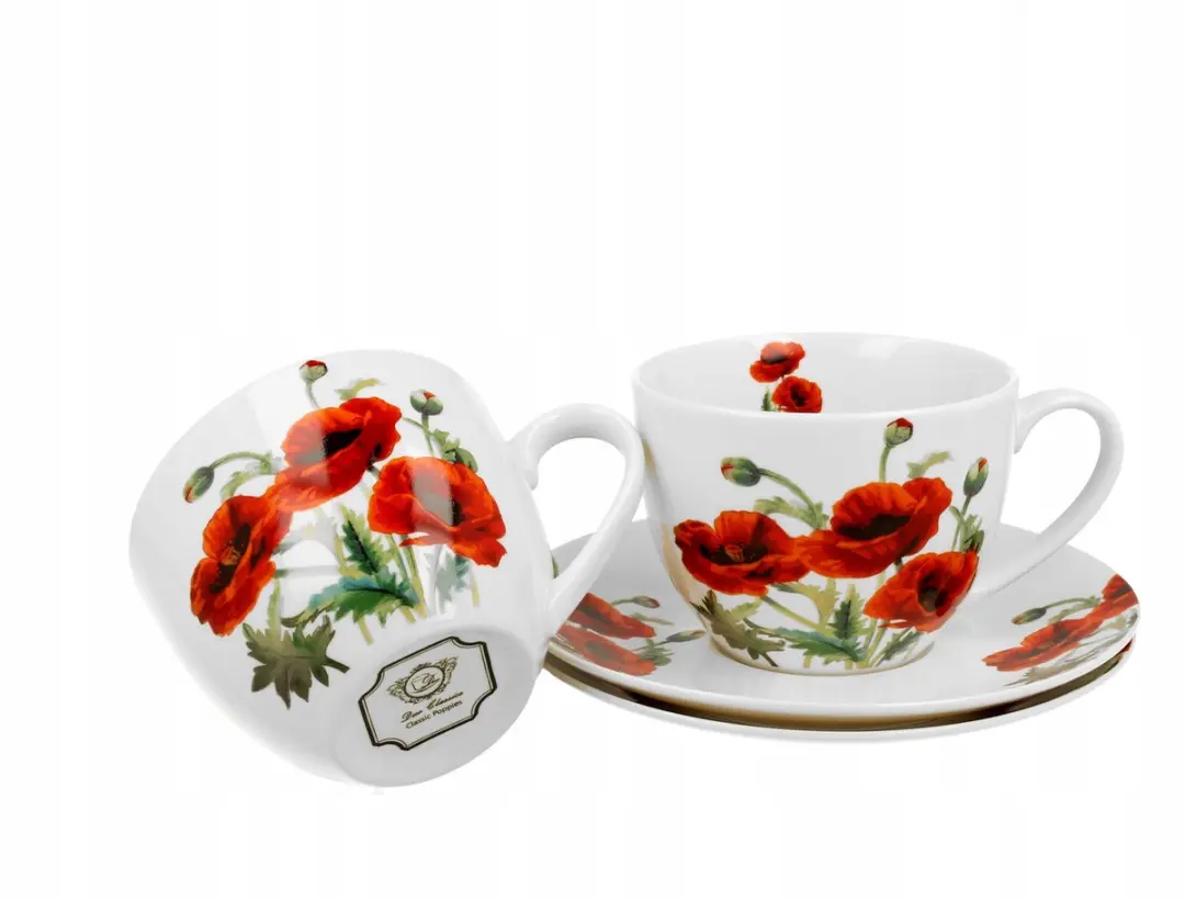 Duo Classic Poppies Porseleinen Kopjes 280ml - Multicolor