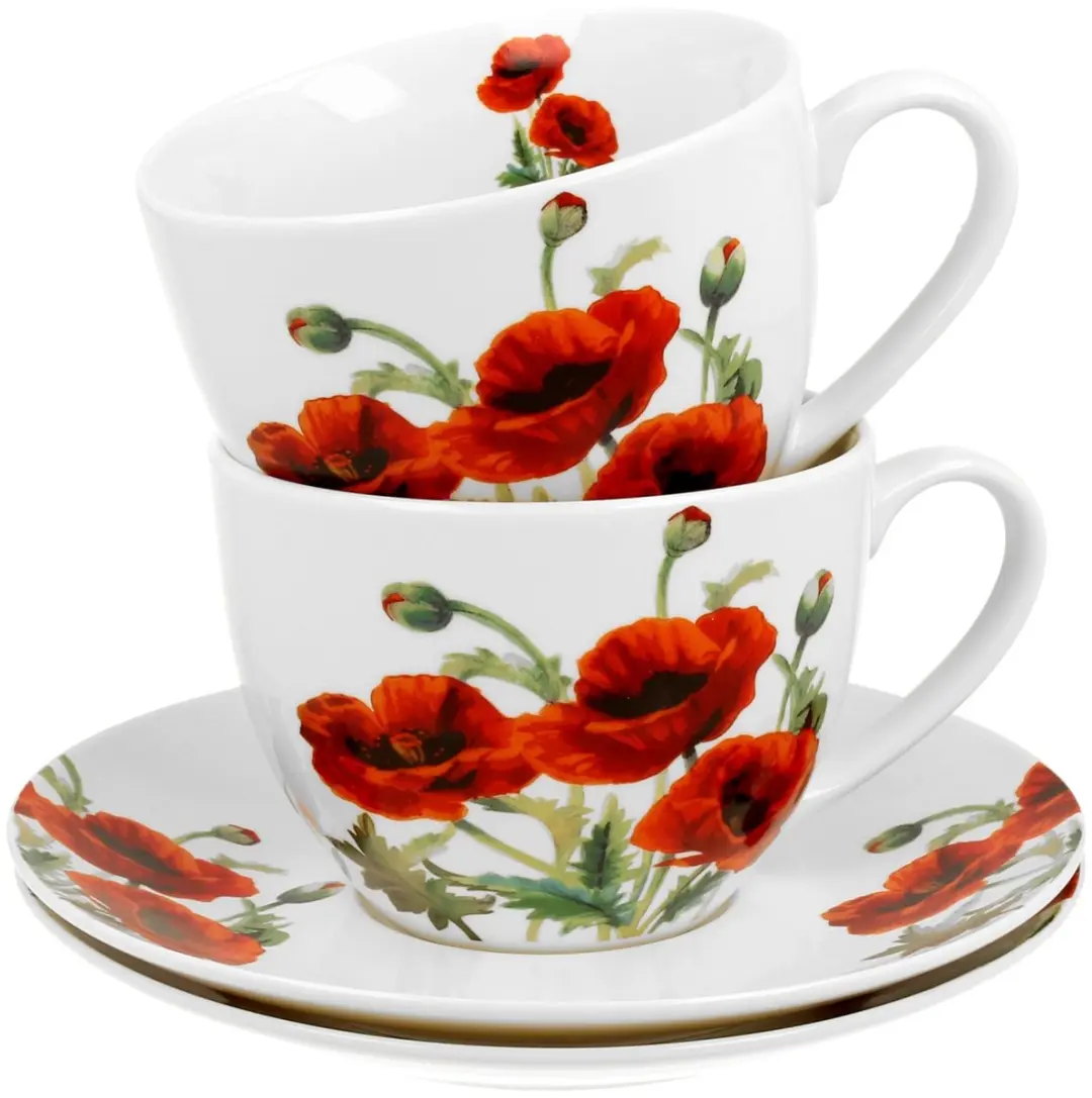 Duo Classic Poppies Porseleinen Kopjes 280ml - Multicolor