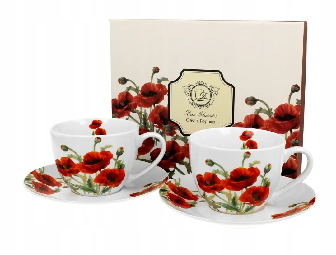 Duo Classic Poppies Porseleinen Kopjes 280ml