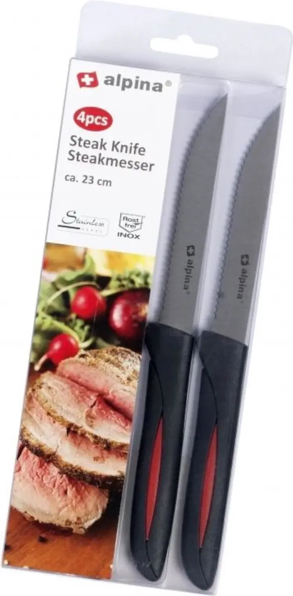 Alpina Steakmessen 4-delig - 22,8 cm - Zilver