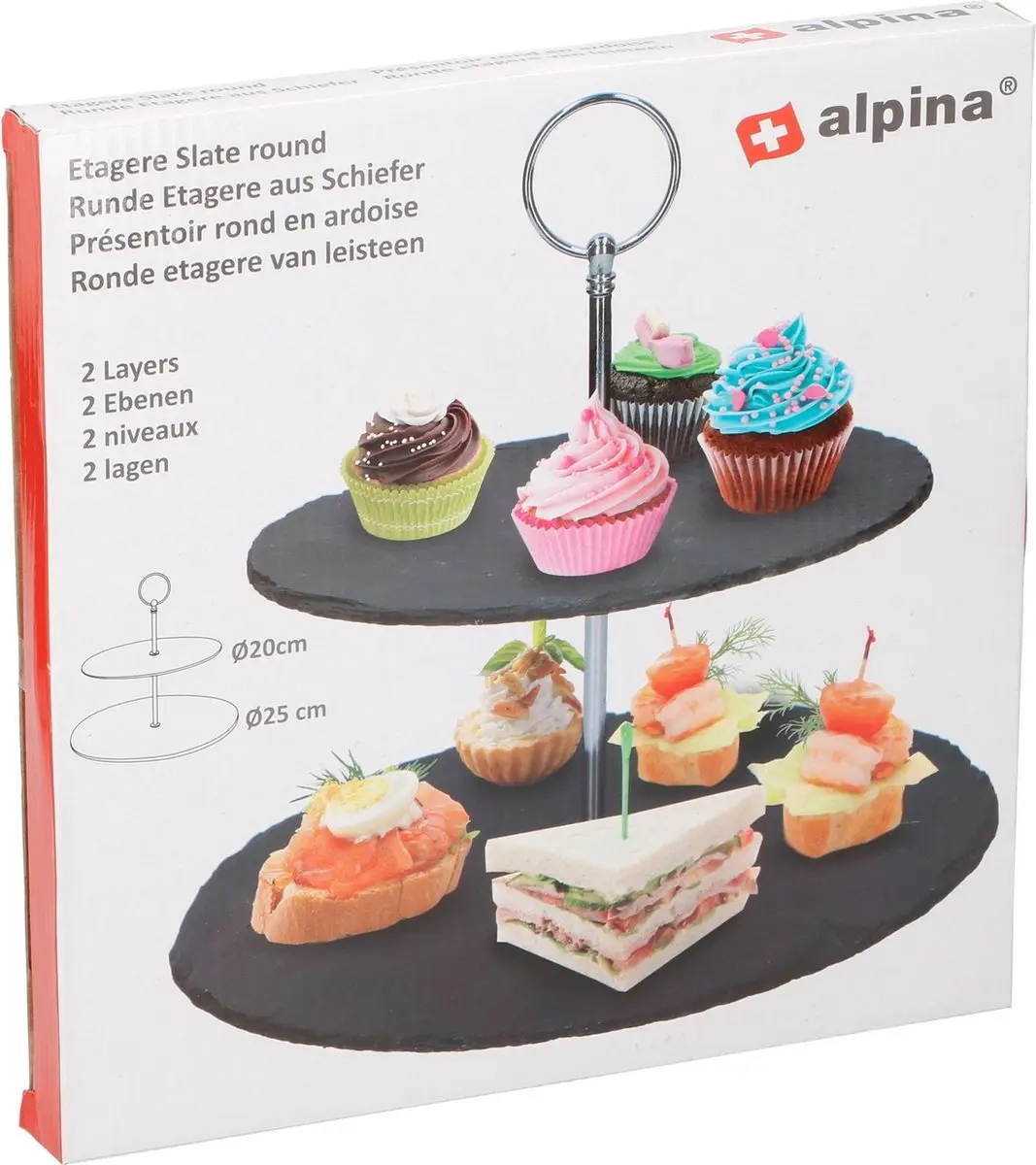 Alpina Leistenen Etagère - 2 Laags Ø20/25cm - Antraciet