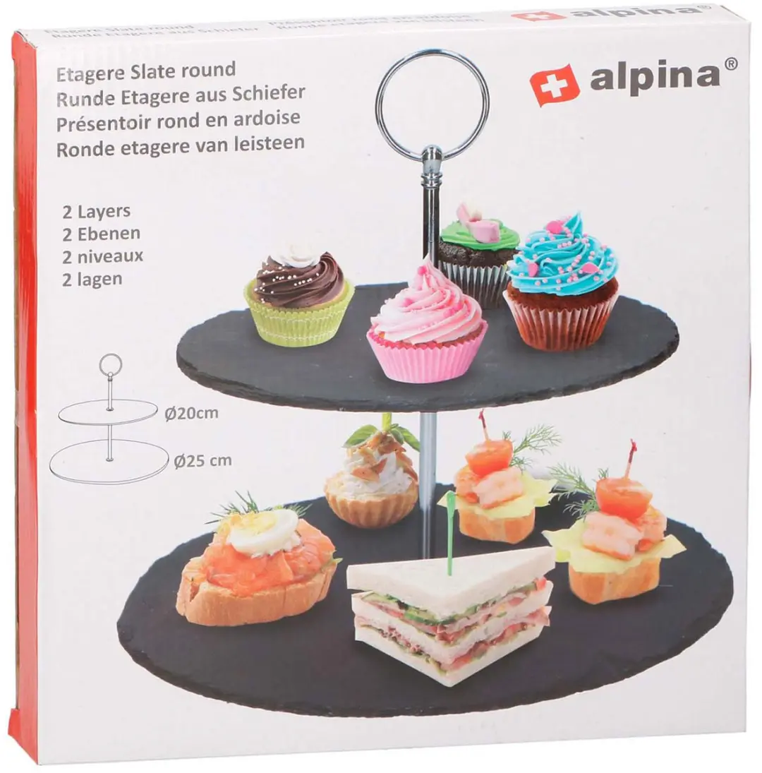 Alpina Leistenen Etagère - 2 Laags Ø20/25cm - Antraciet