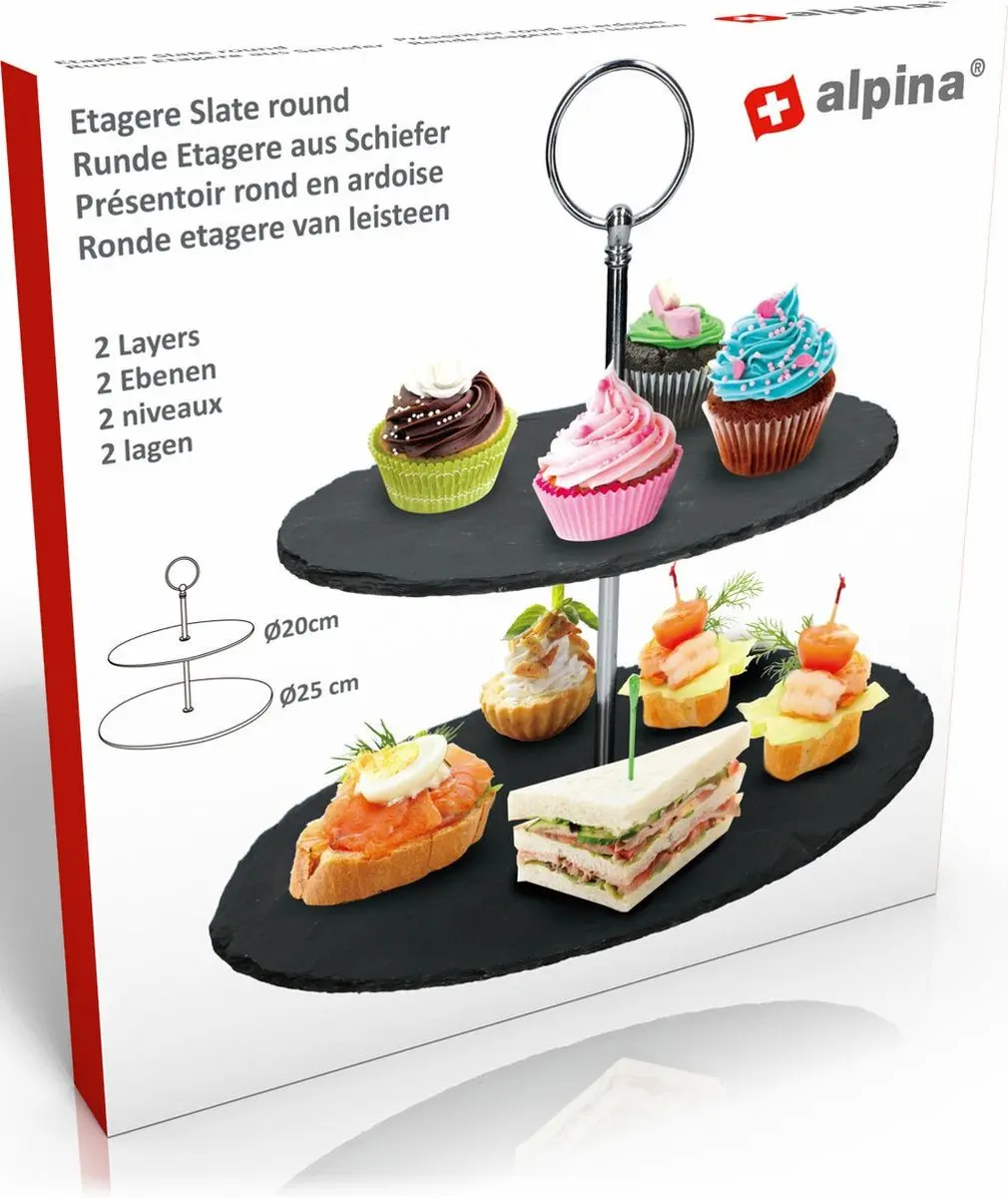 Alpina Leistenen Etagère - 2 Laags Ø20/25cm - Antraciet