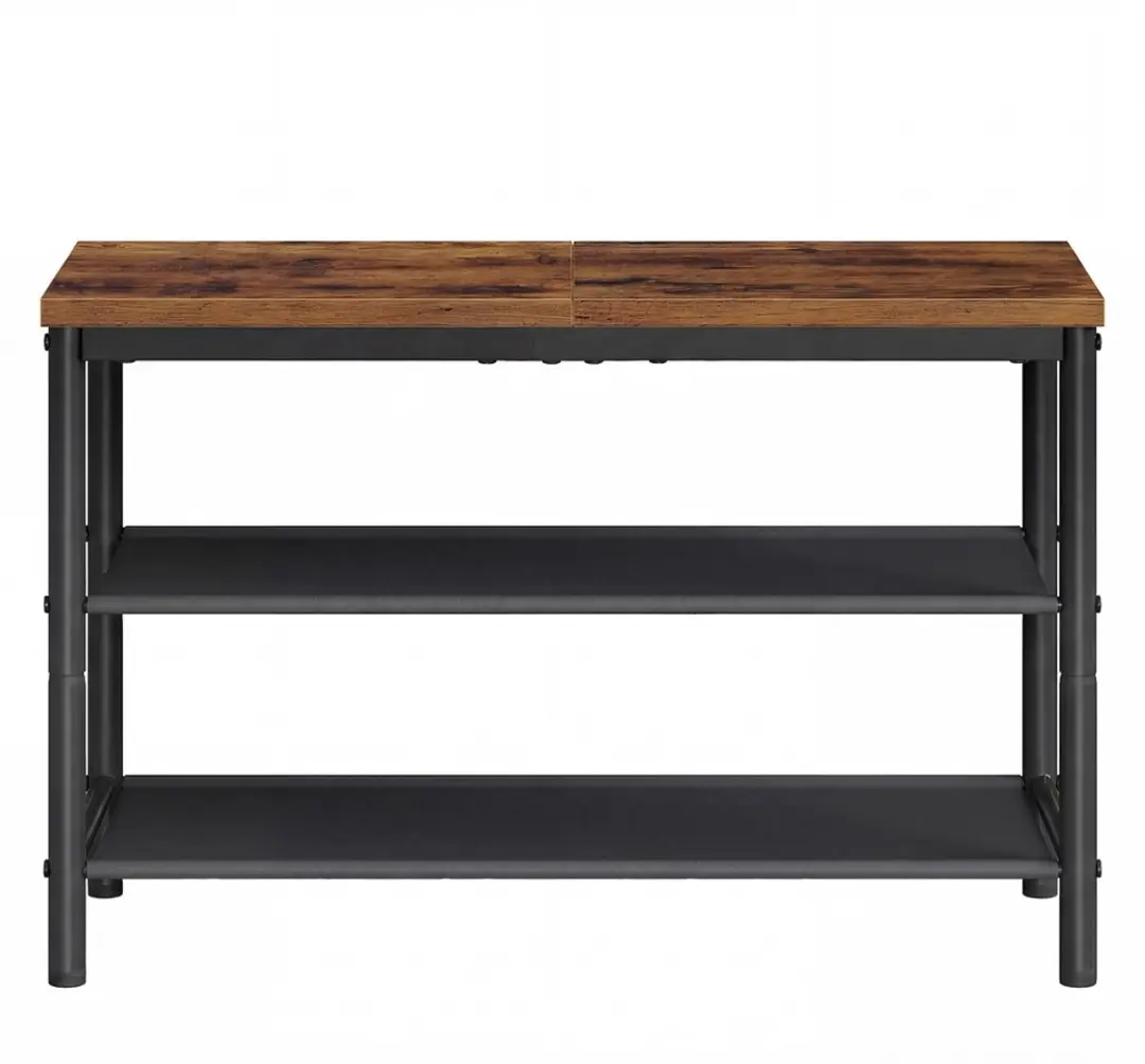 Songmics Metalen Schoenenrek 3-niveaus 60x75x50,5cm Bruin-zwart