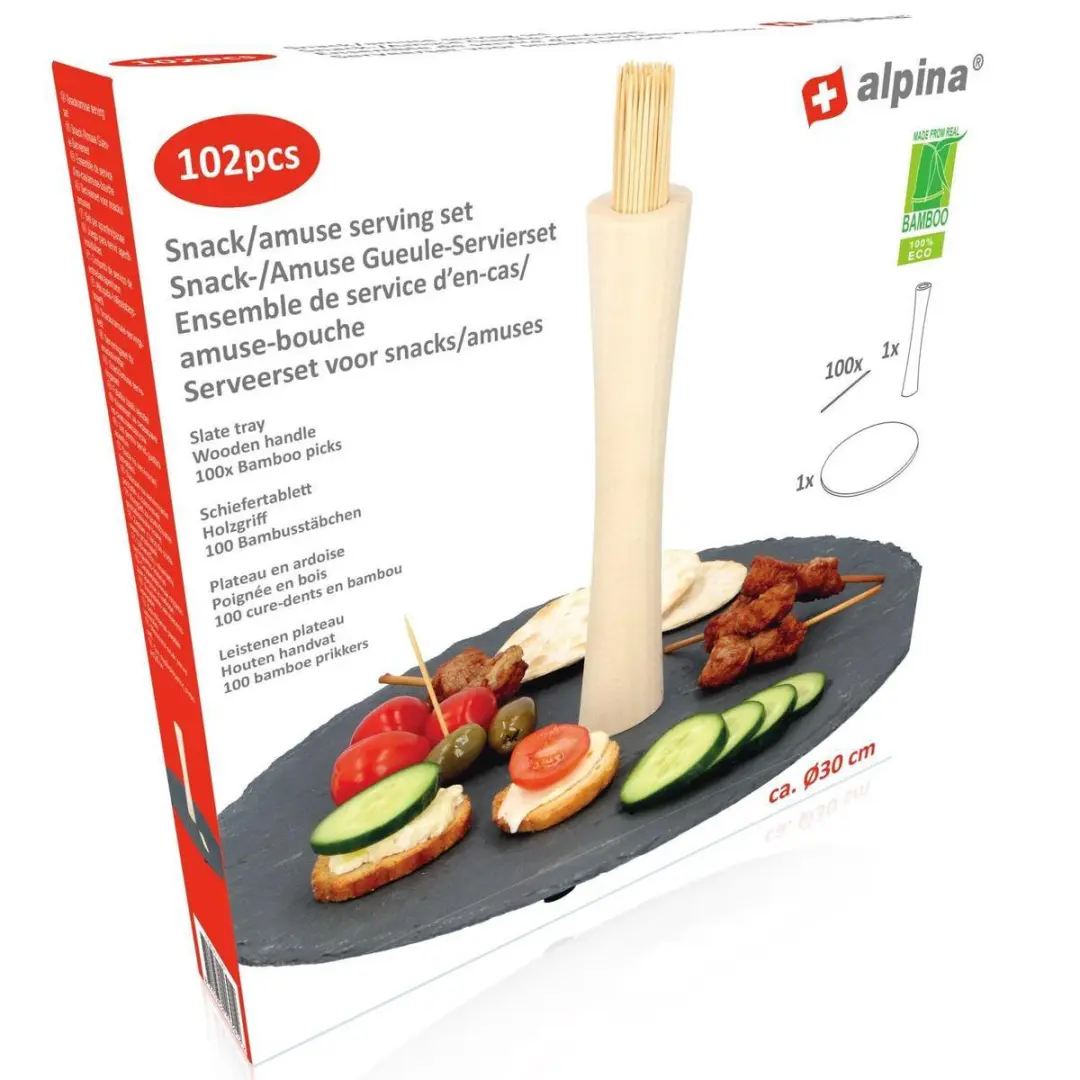 Alpina Serveerschaal Hout Antraciet 30cm - 102 Stuks