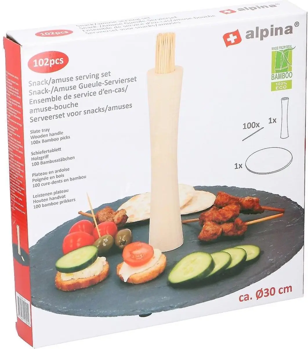 Alpina Serveerschaal Hout Antraciet 30cm - 102 Stuks