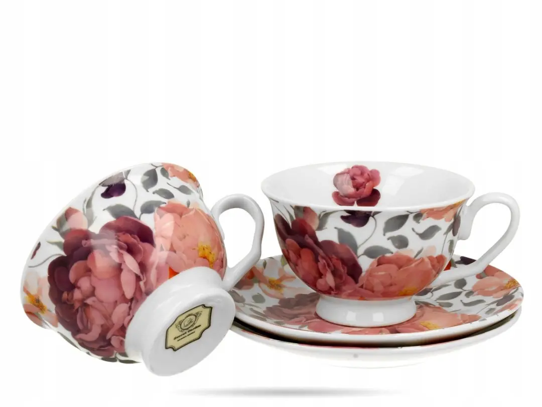 Duo Royal Porseleinen Theekopjes 250ml - Rozenmotief - 2 Stuks