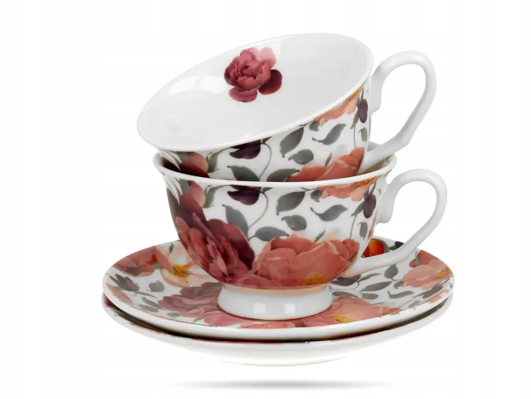 Duo Royal Porseleinen Theekopjes 250ml - Rozenmotief - 2 Stuks