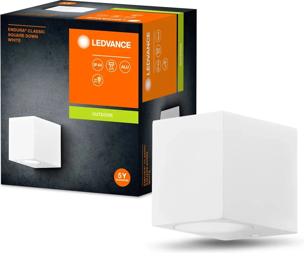 LEDVANCE ENDURA Classic Square Down Wandlamp GU10 - Wit - IP44 - afbeelding 3 van 6