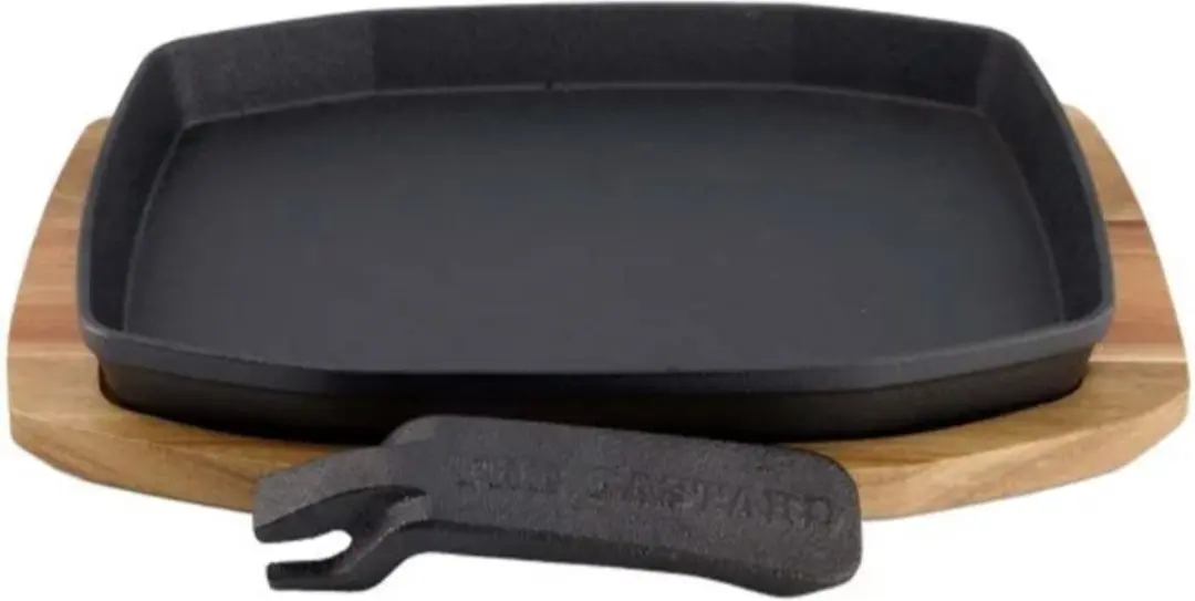 The Bastard Sizzling Plate & Holder Gietijzer 21x28cm - Zwart/Bruin - afbeelding 6 van 6