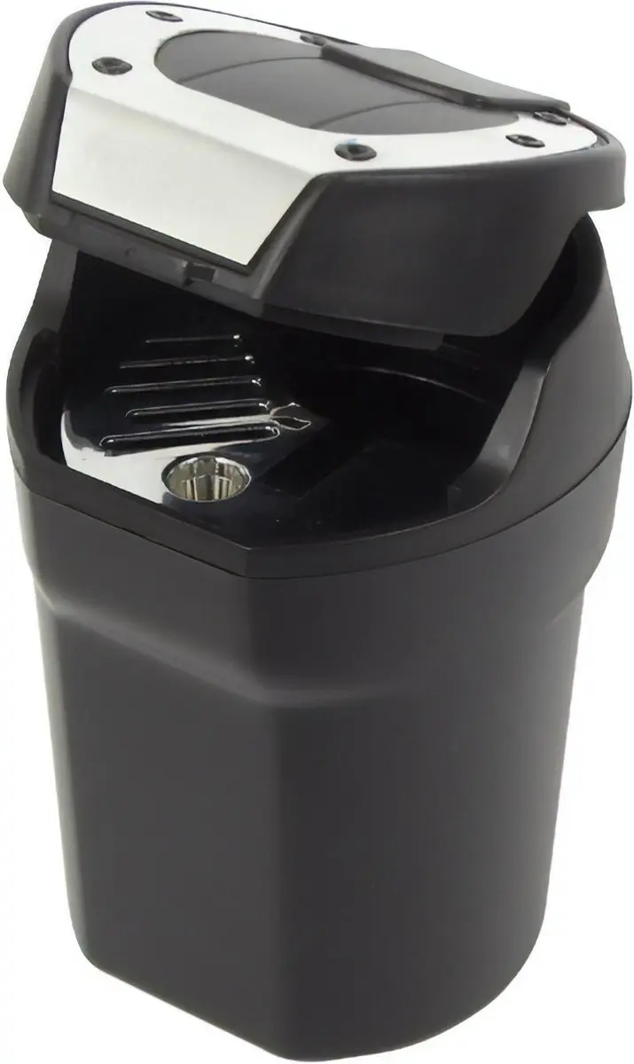 Carpoint Auto-asbak 10cm - Zwart/chroom