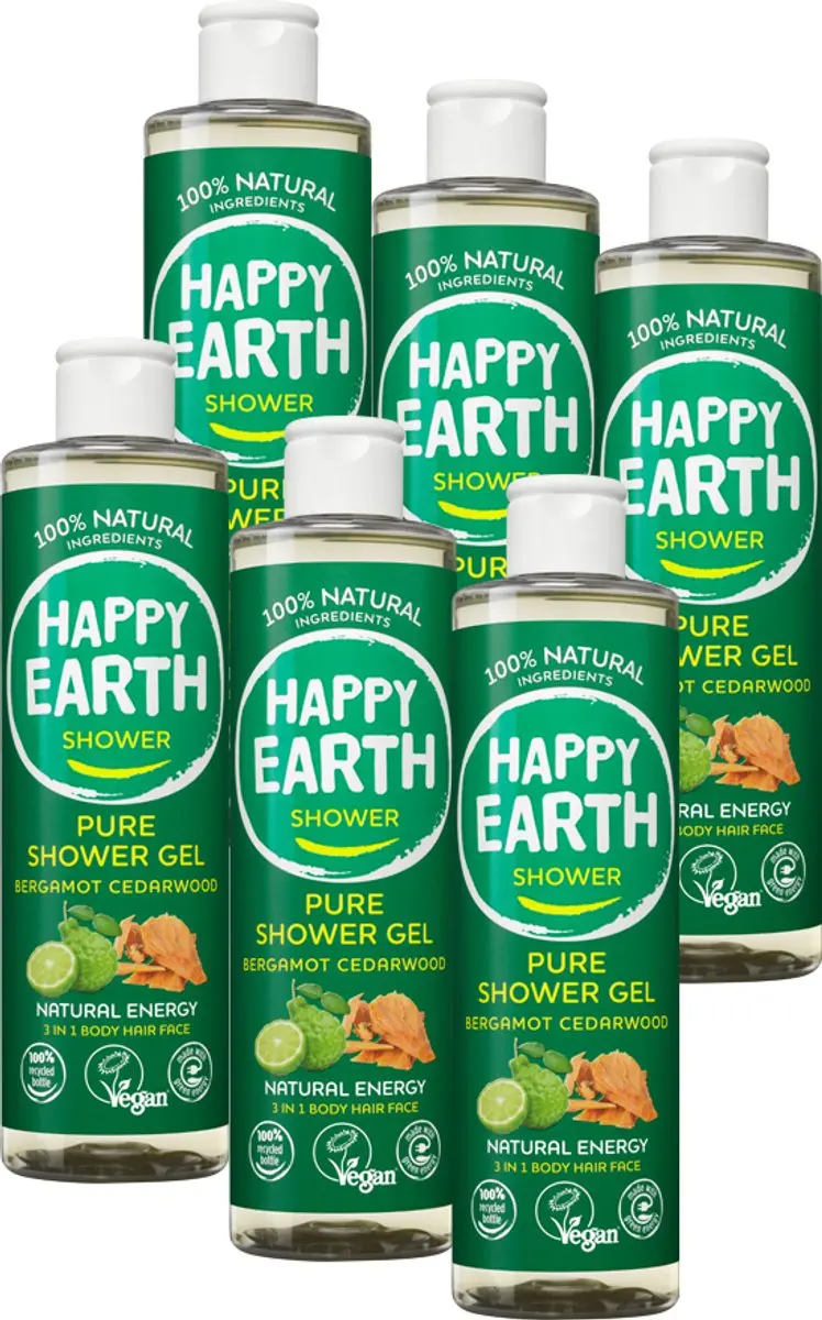 Happy Earth Douchegel Bergamot Cedarwood Bundel