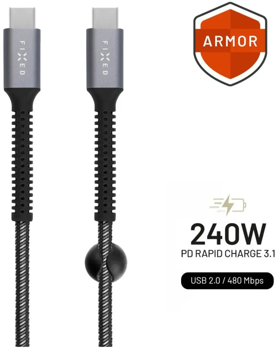 Fixed Vaste Armor USB-C naar USB-C Kabel 1,2m 240W