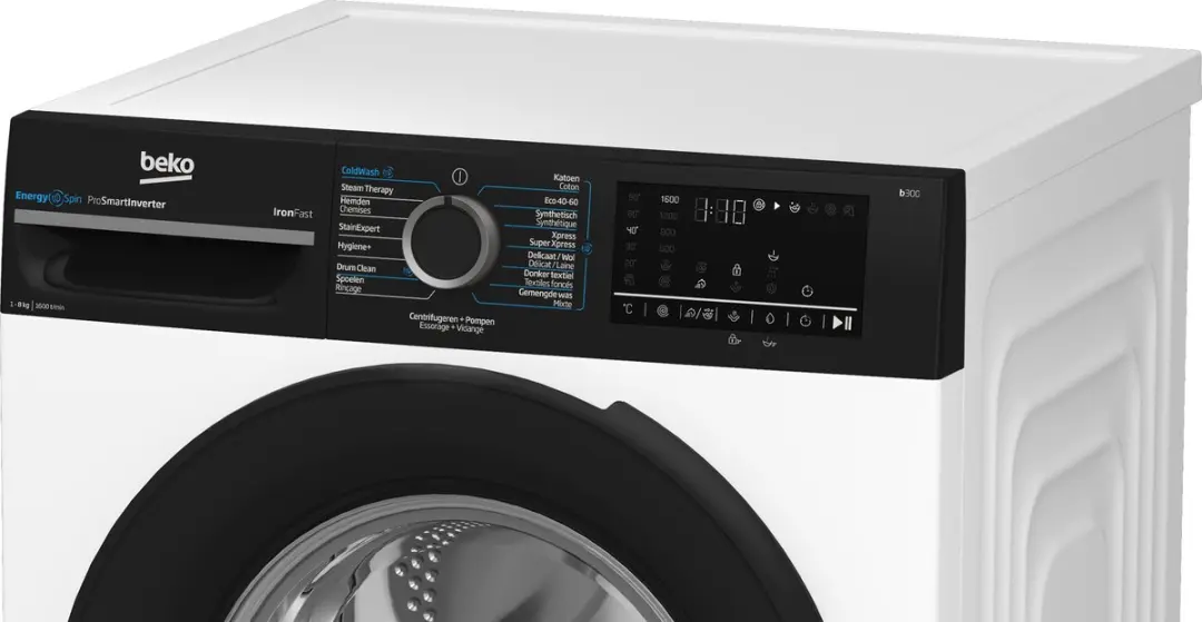 Beko BM3WFU4861B Wasmachine 8kg 1600 RPM - Zwart/Wit