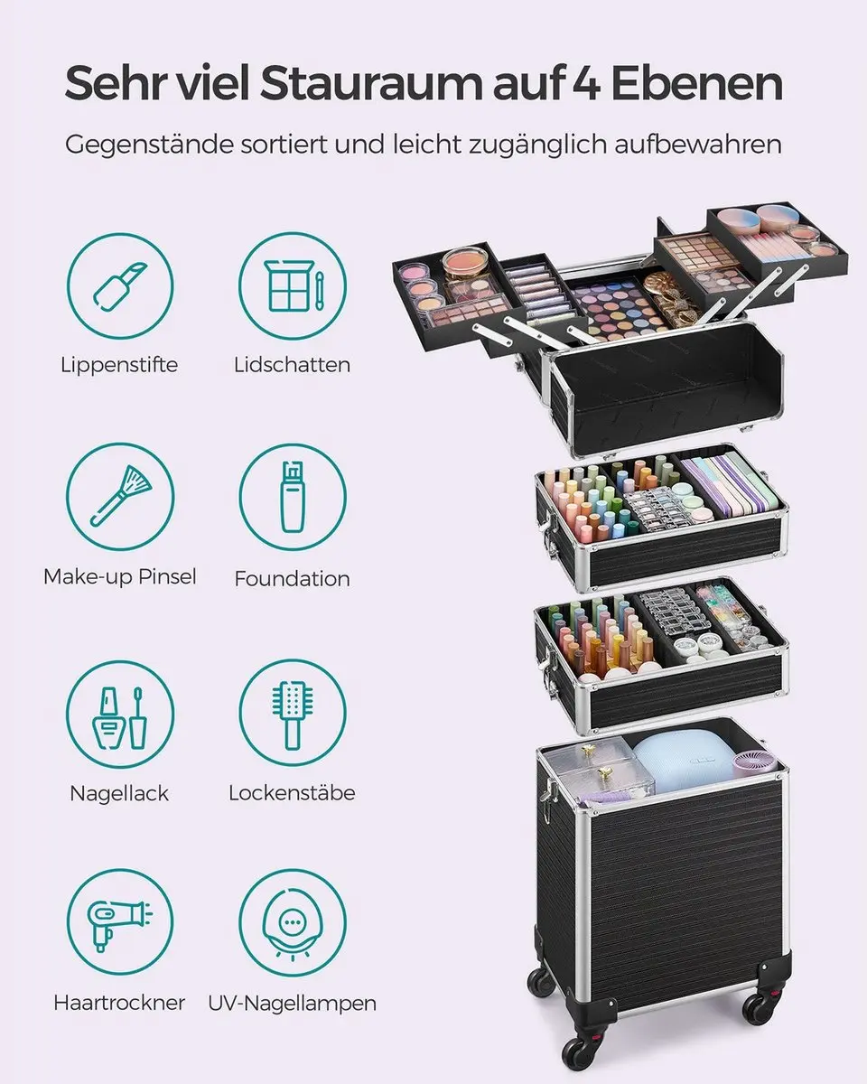 Songmics Cosmetica-trolley 5-niveaus - Zwart