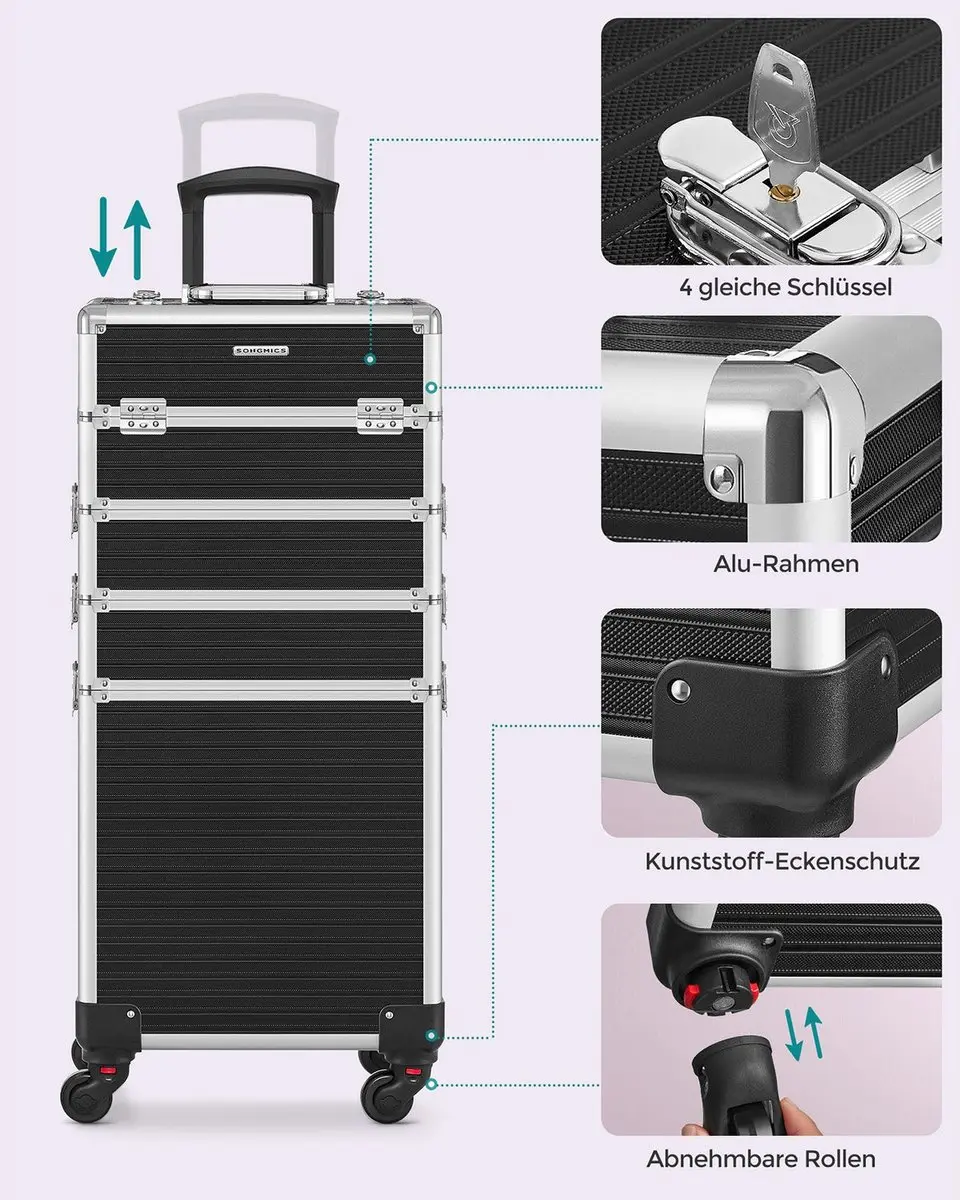 Songmics Cosmetica-trolley 5-niveaus - Zwart