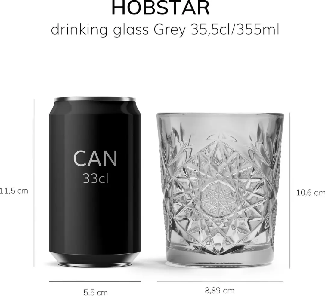 Libbey Hobstar Drinkglas 355ml - 6 Stuks - Grijs