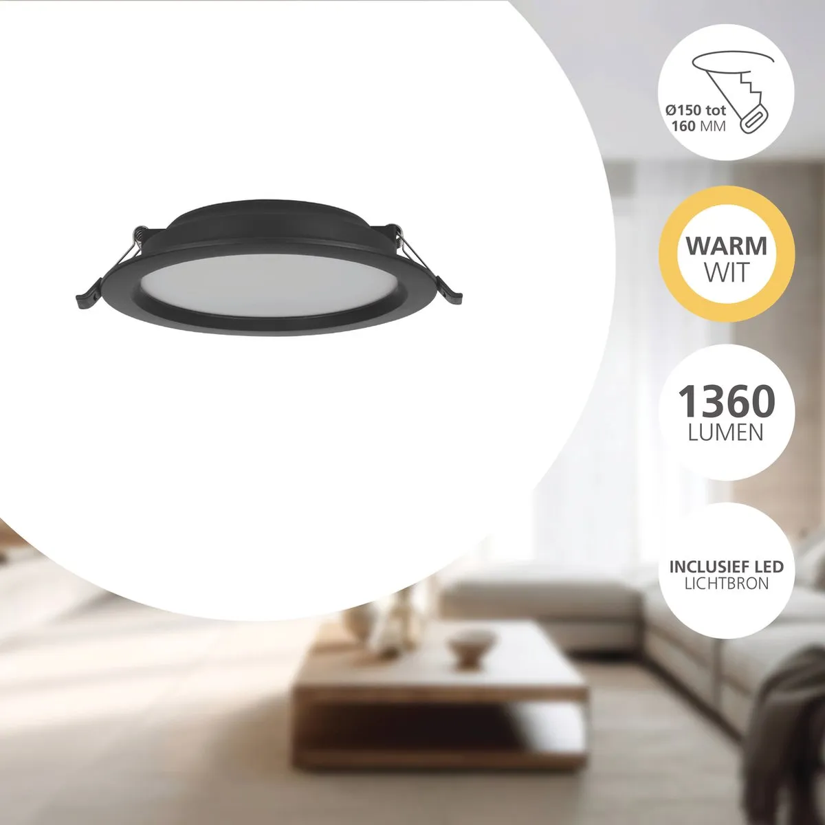 Eglo Idun-E Inbouwspot LED Ø16.6cm - Zwart