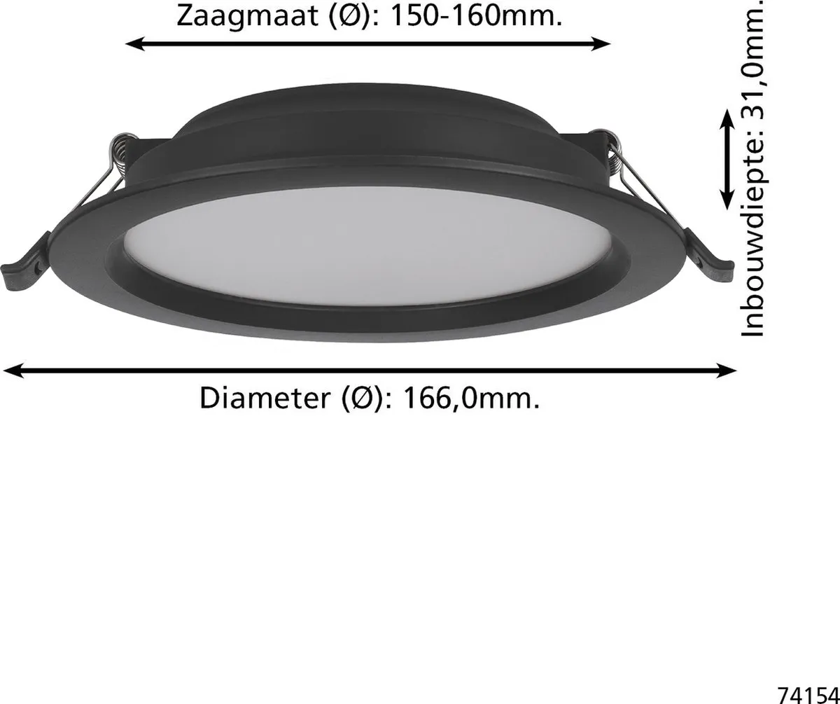 Eglo Idun-E Inbouwspot LED Ø16.6cm - Zwart - afbeelding 6 van 6