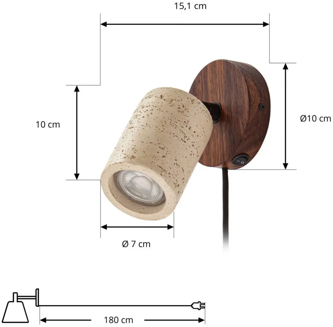 Lucande Wandlamp Walnoothout Beton 1 Licht