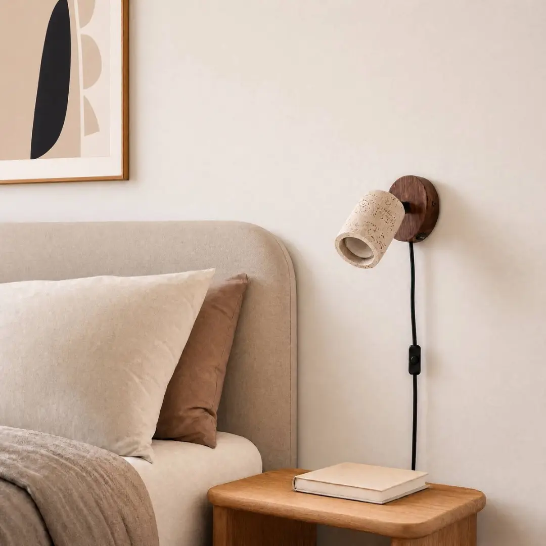 Lucande Wandlamp Walnoothout Beton 1 Licht - GU10