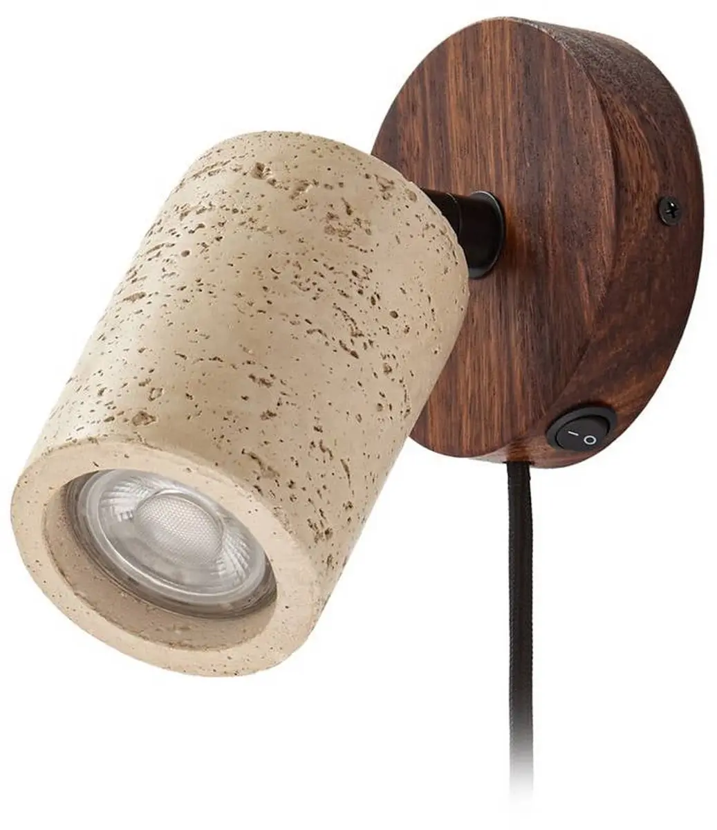 Lucande Wandlamp Walnoothout Beton 1 Licht - GU10