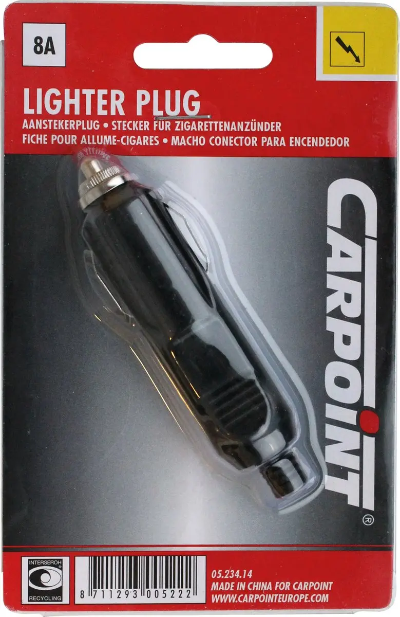 Carpoint Sigaretten Aanstekerplug 12/24V 8A - Zwart