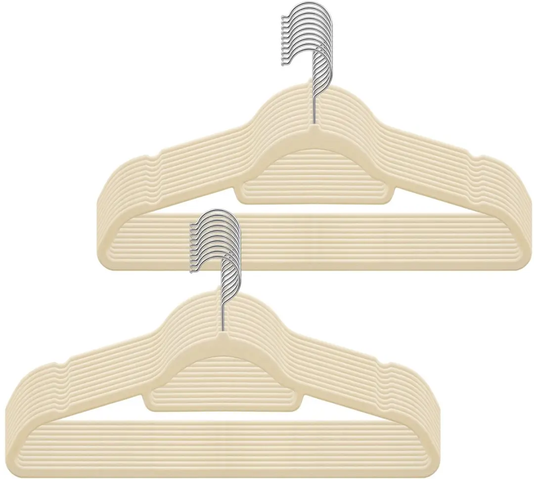 Songmics Fluwelen Kledinghangers - Beige - 20 Stuks