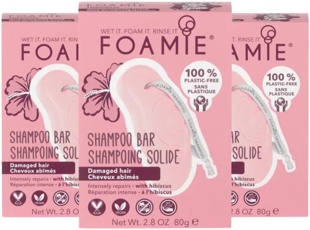 Foamie Shampoo Bar Hibiskiss - Beschadigd Haar - 3 Stuks