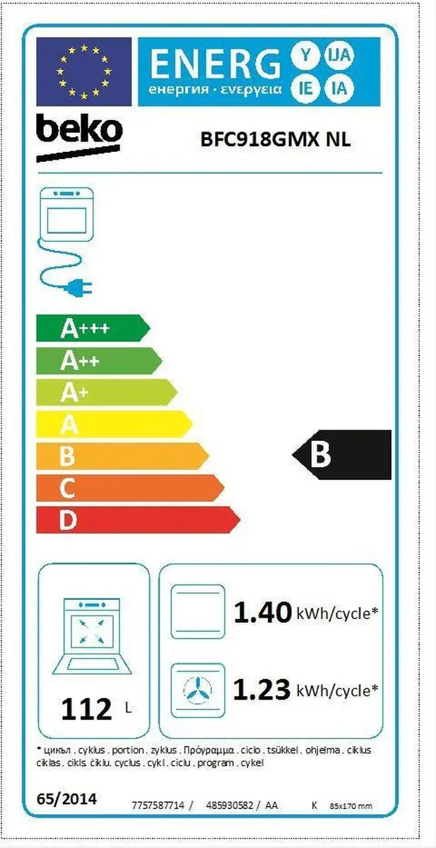 Beko BFC918GMXNL Gasfornuis - 5 Kookzones