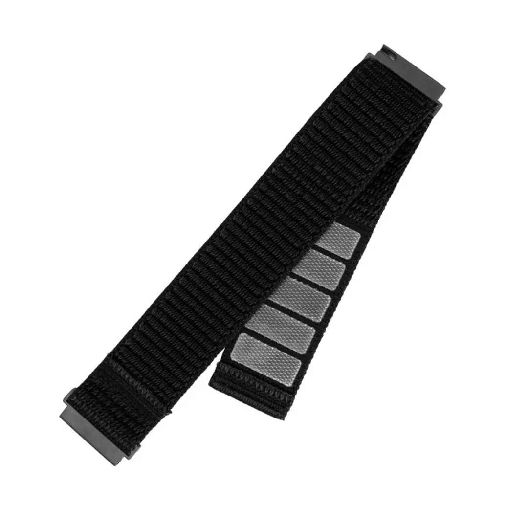 Fixed Nylon Smartwatchband 22mm - Klittenband - Zwart