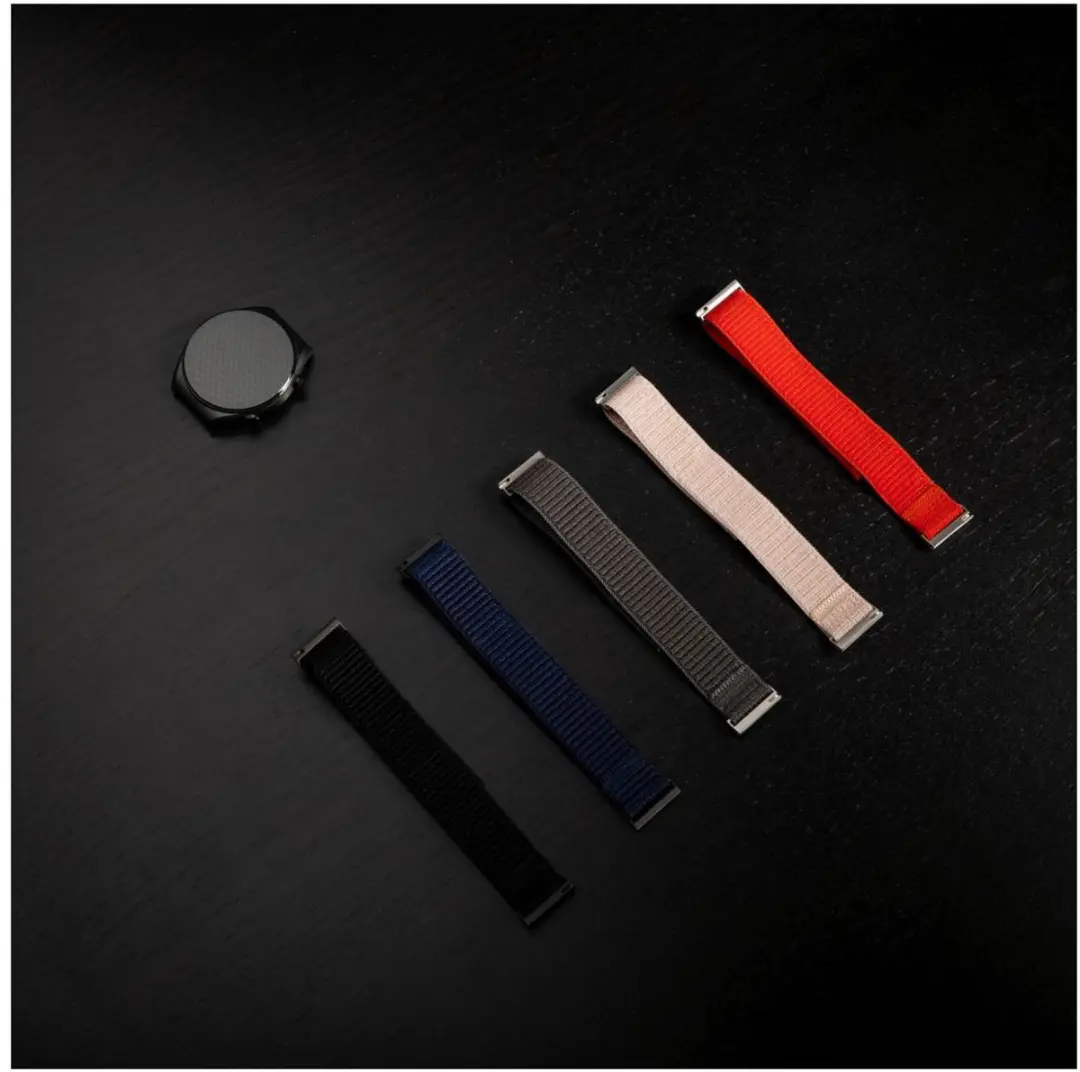 Fixed Nylon Smartwatchband 22mm - Klittenband - Zwart