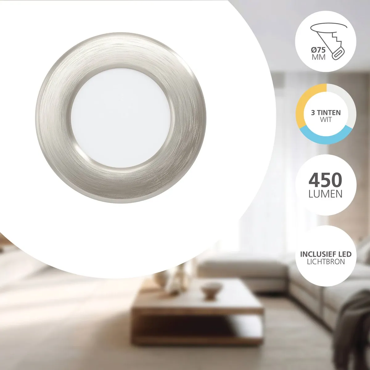 Eglo Fueva 6 Inbouwspot LED Ø8.8cm Grijs - Instelbaar wit licht
