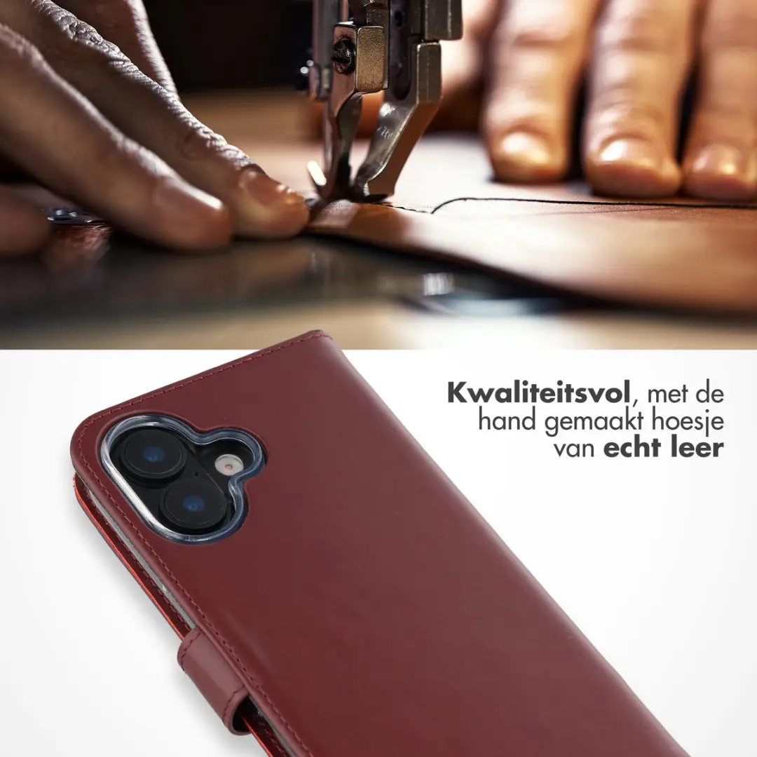 Selencia iPhone 17 Lederen Bookcase Hoesje - 3 Pasjes - Donkerrood