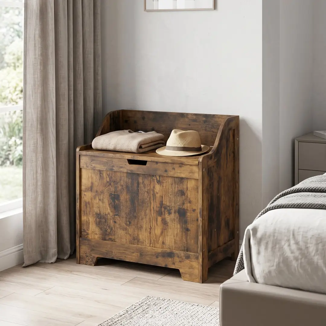 ECTEATOY Houten Opbergkist 56,5x38x56cm - Bruin