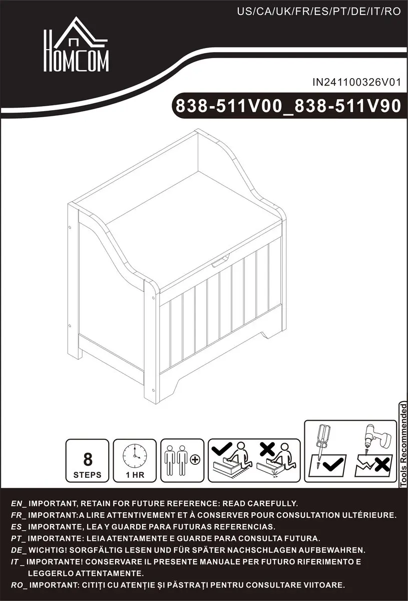 ECTEATOY Houten Opbergkist 56,5x38x56cm - Bruin