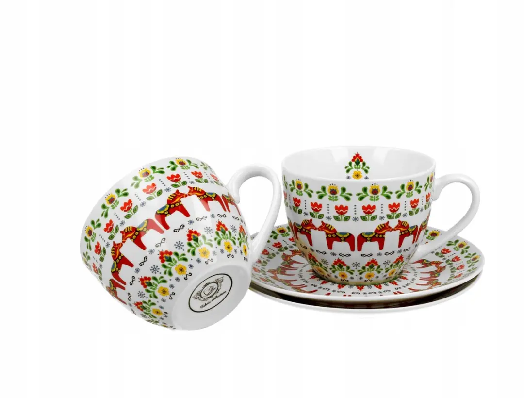 Duo Porseleinen Kopjes met Schotels 280ml - Scandinavisch Design - 2 Stuks