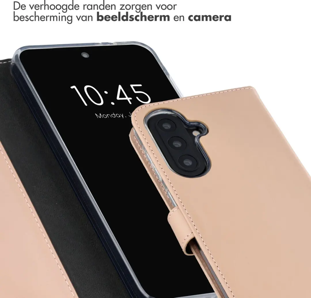 Selencia Hoesje Samsung Galaxy A57 Lichtroze - Lederen Bookcase - 3 Pasjes
