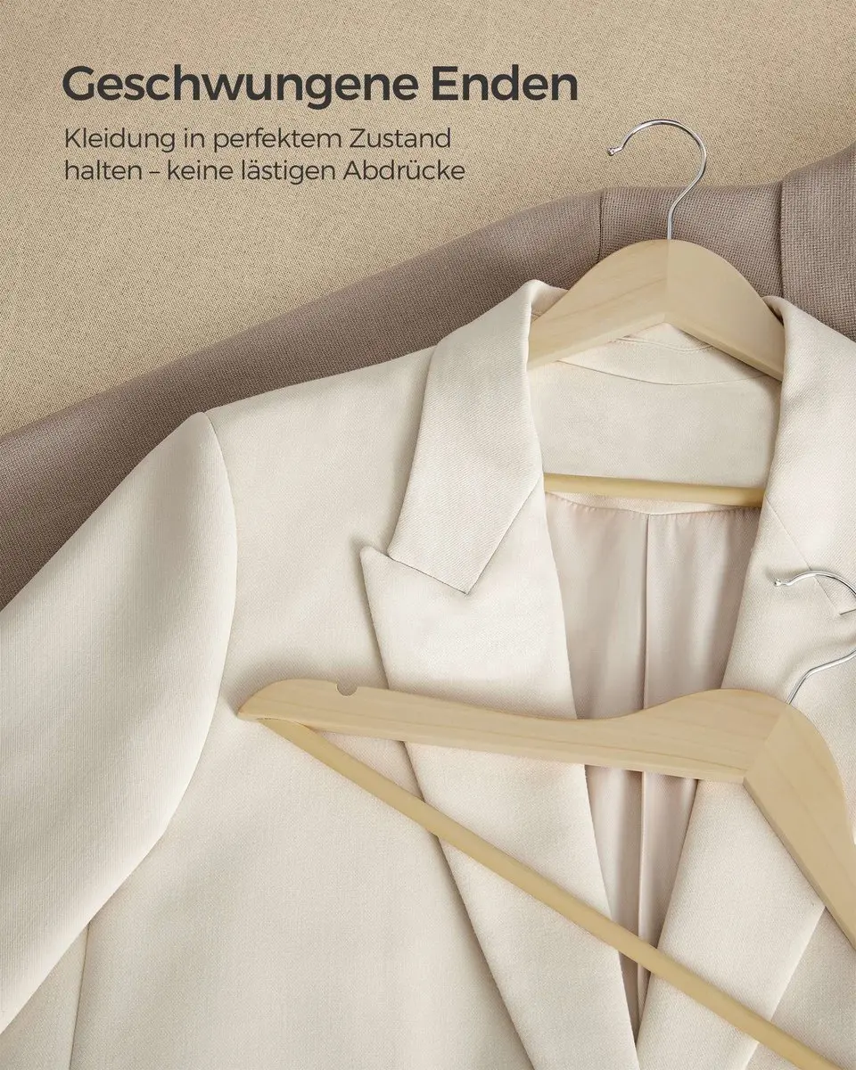 Songmics Houten Kledinghangers - 48 Stuks - Naturall Beige