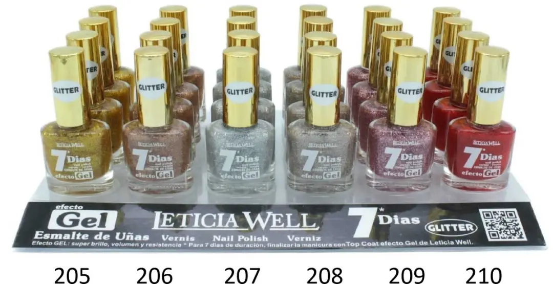 Leticia Well Set 6 Mini Nagellak 13ml - Goud/Koper/Zilver/Bruin/Roz/Rood