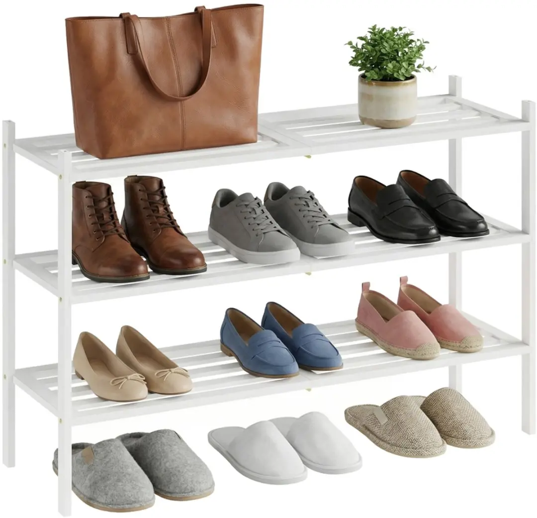 Songmics Bamboe Schoenenrek 3-laags - 16 Paren - Wit