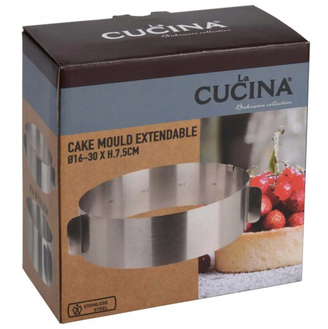 La Cucina Verstelbare Ronde Taartvorm 16-30cm - Roestvrij Staal