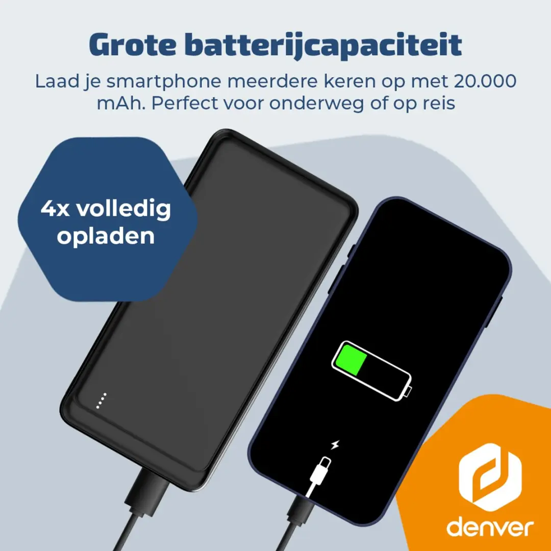 Denver PQC20009 Powerbank 20000mAh - Zwart